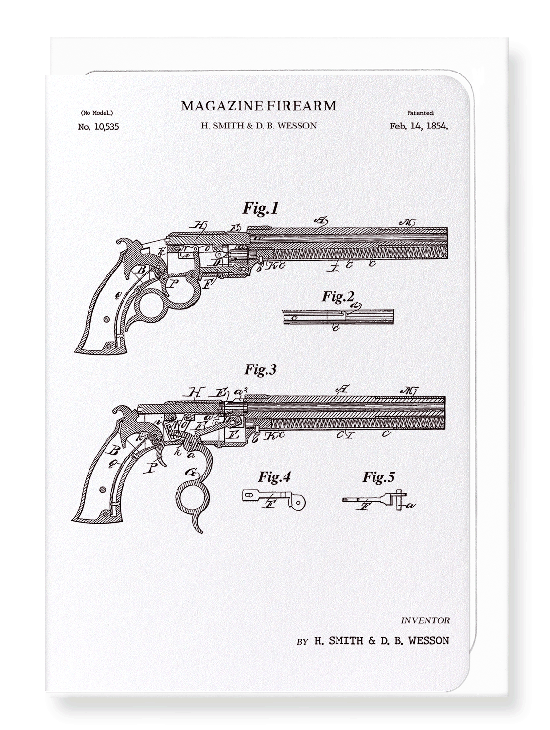 Ezen Designs - Patent of revolver (1868) - Greeting Card - Front