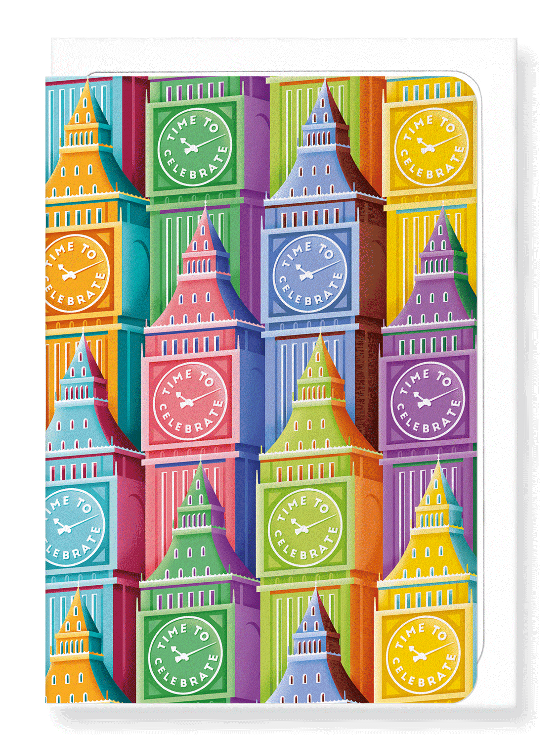 Ezen Designs - Colourful big ben - Greeting Card - Front