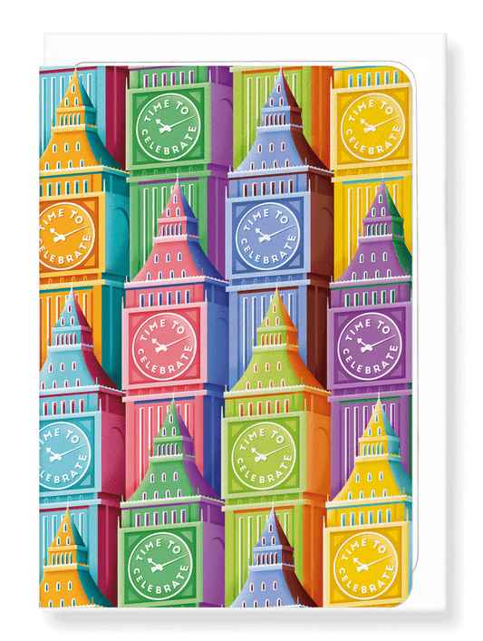 Ezen Designs - Colourful big ben - Greeting Card - Front