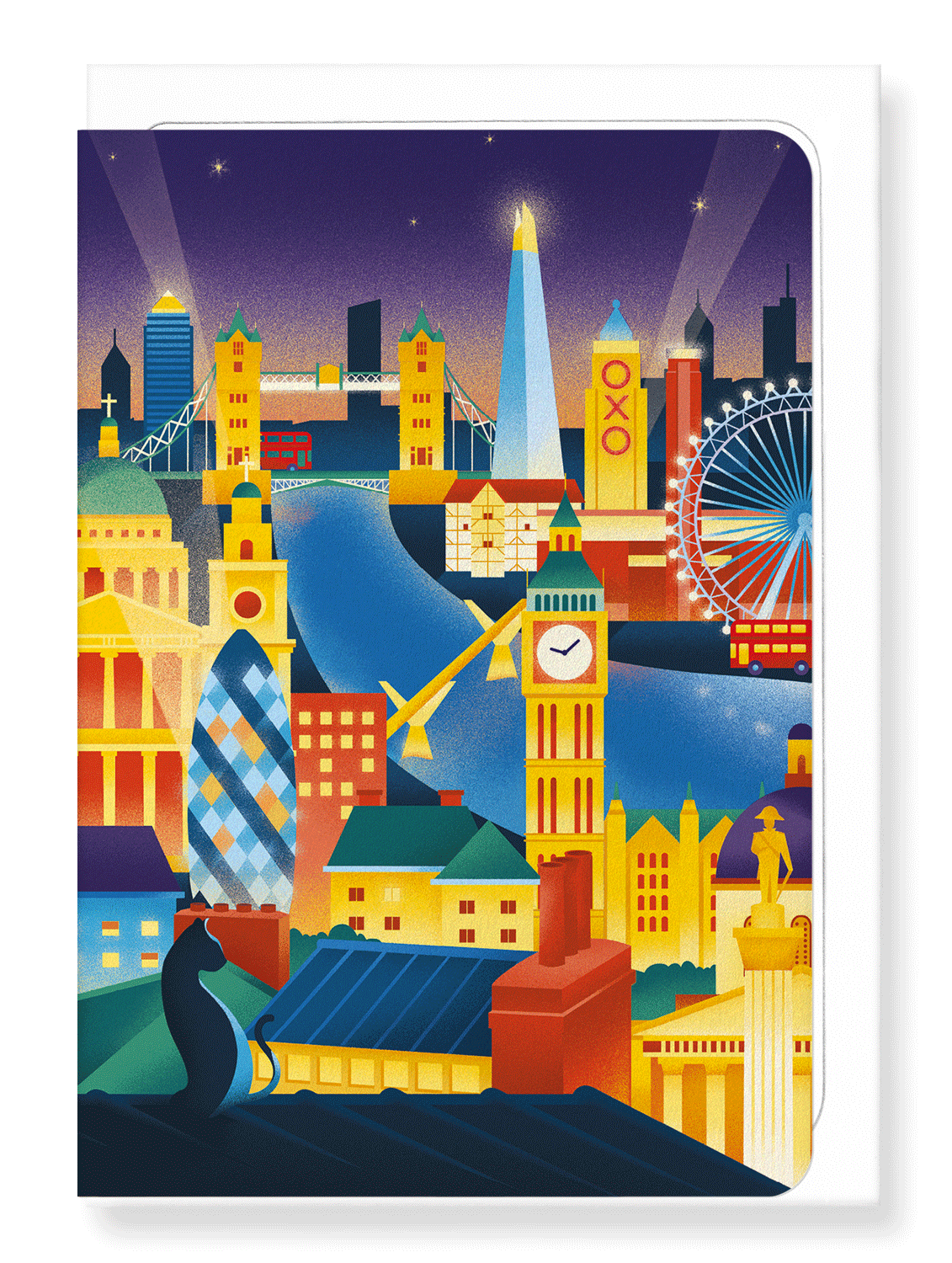 Ezen Designs - London at night - Greeting Card - Front