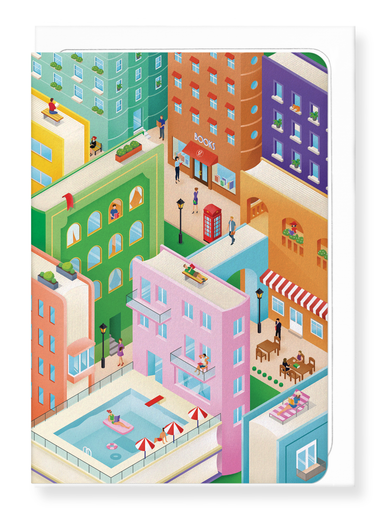 Ezen Designs - Book city - Greeting Card - Front