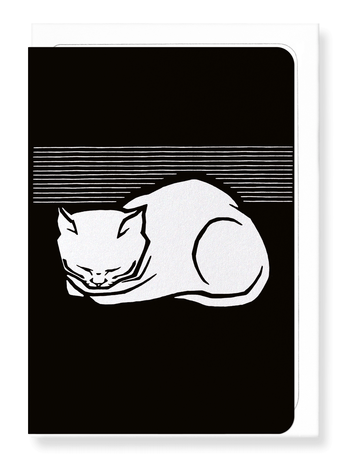 Ezen Designs - Sleeping cat (1917) in white - Greeting Card - Front
