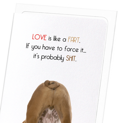 LOVE IS LIKE A FART: Funny Animal Greeting Card