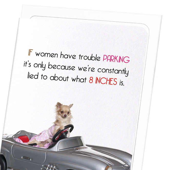 PARKING AND 8 INCHES: Funny Animal Greeting Card