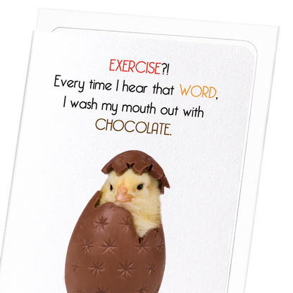 EXERCISE AND CHOCOLATE: Funny Animal Greeting Card