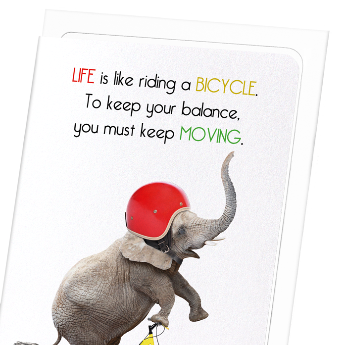 ELEPHANT AND BICYCLE: Funny Animal Greeting Card