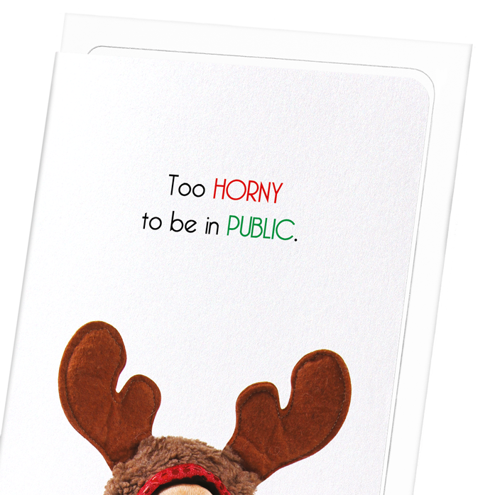 TOO HORNY TO BE IN PUBLIC: Funny Animal Greeting Card