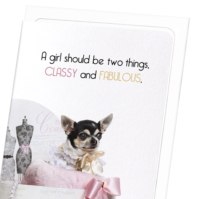 CLASSY AND FABULOUS DOG: Funny Animal Greeting Card