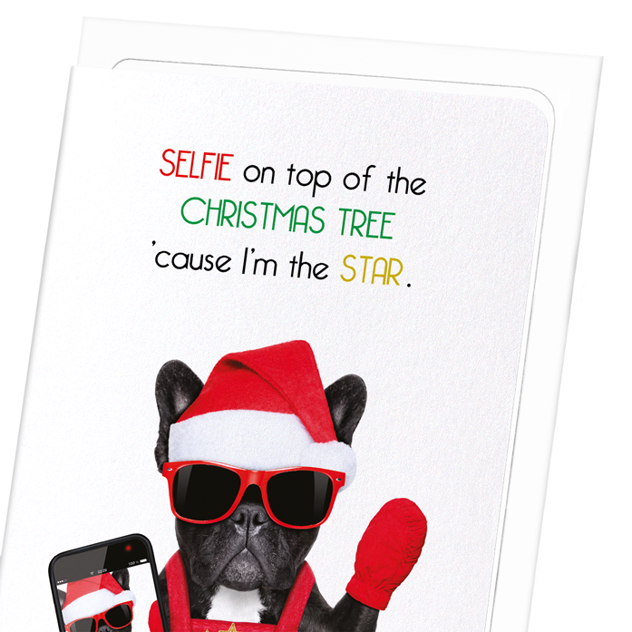 SELFIE ON CHRISTMAS TREE: Funny Animal Greeting Card