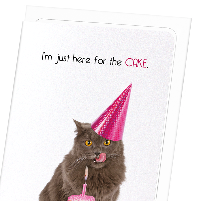 HERE FOR THE CAKE: Funny Animal Greeting Card