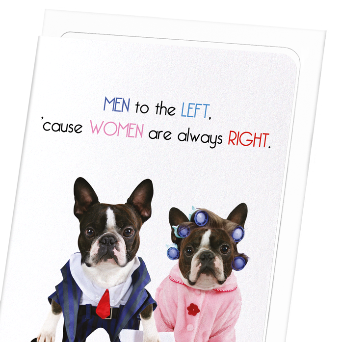 MEN TO THE LEFT: Funny Animal Greeting Card