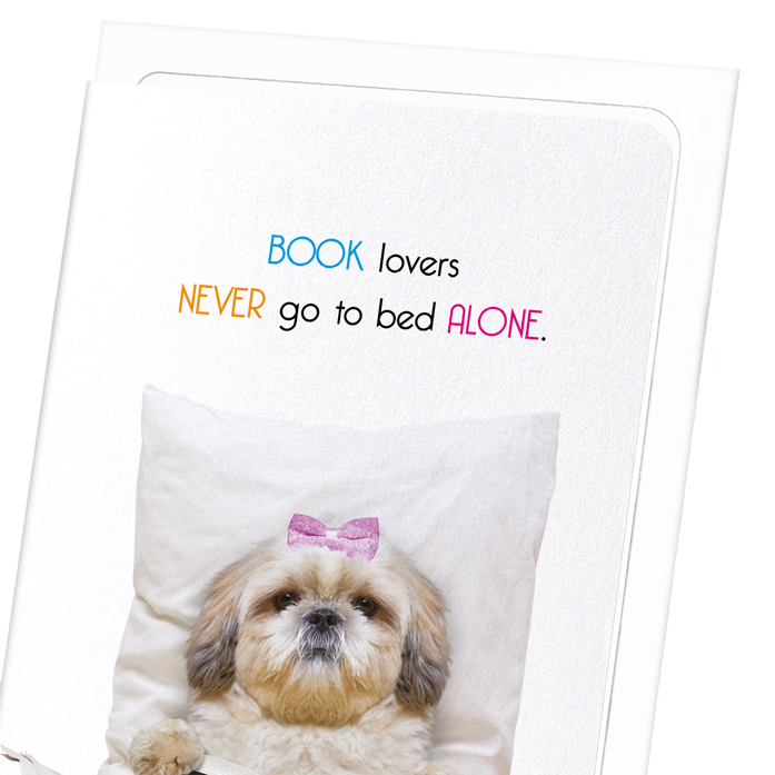 BOOK LOVERS IN BED: Funny Animal Greeting Card