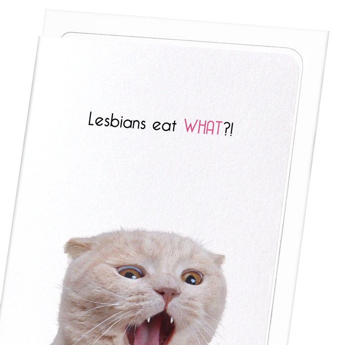 LESBIANS EAT WHAT?!: Funny Animal Greeting Card