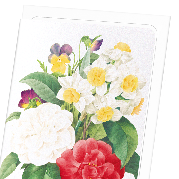 PANSIES, NARCISSUS & CAMELLIA: Botanical Greeting Card