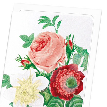CLEMATIS & PINK ROSE: Botanical Greeting Card