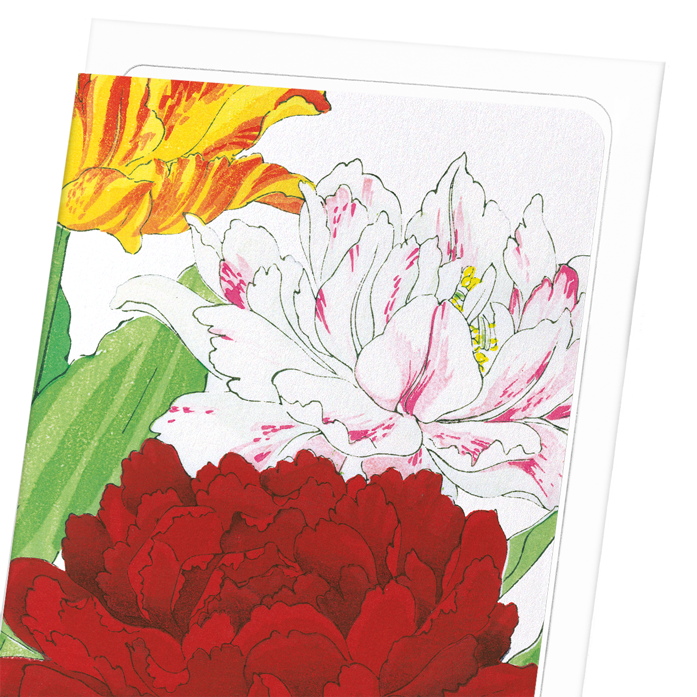 THREE FLOWERS: Botanical Greeting Card