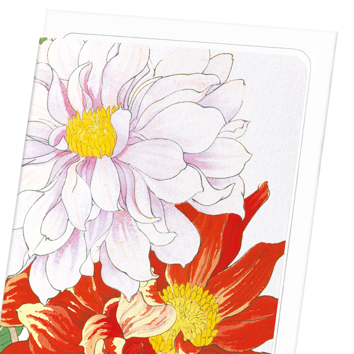DAHLIA FLOWERS: Botanical Greeting Card