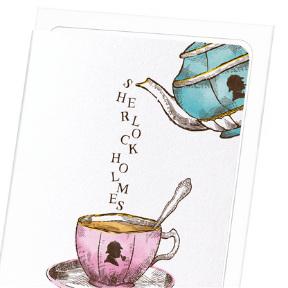 SHERLOCK HOLMES POURING TEA: Bespoke Greeting Card