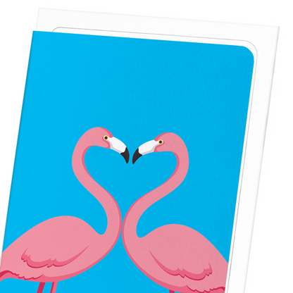 FLAMINGO HEART: Colourblock Greeting Card