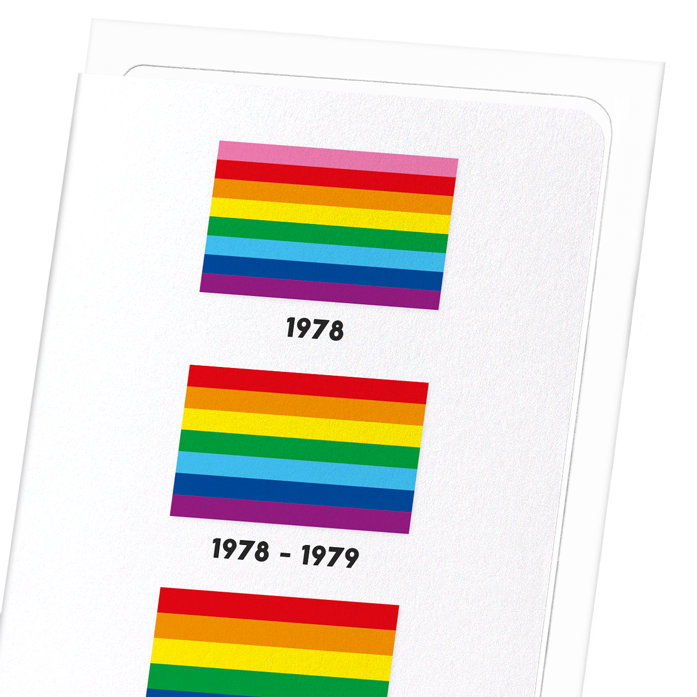 HISTORY OF RAINBOW PRIDE FLAG: Colourblock Greeting Card