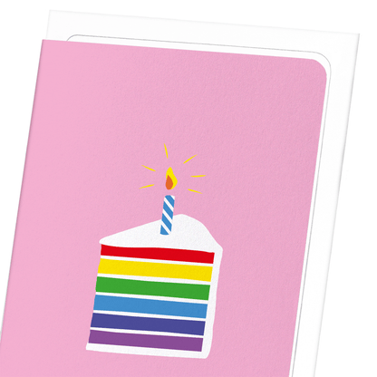 RAINBOW CAKE IN PINK: Colourblock Greeting Card