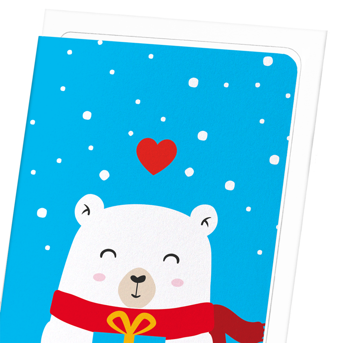 SMILING POLAR BEAR: Colourblock Greeting Card