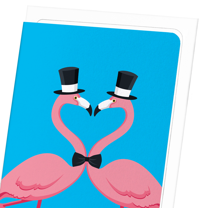 FLAMINGOS GROOMS: Colourblock Greeting Card