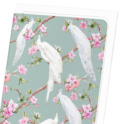 WHITE PEACOCKS: Pattern Greeting Card