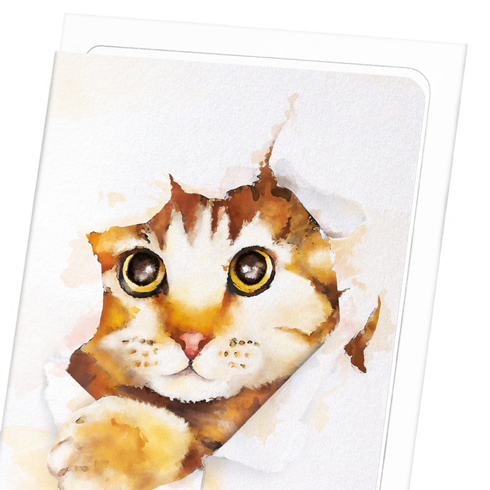 HELLO KITTY CAT: Watercolour Greeting Card