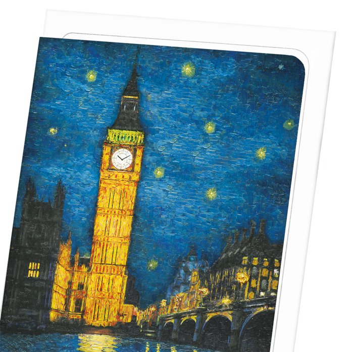 BIG BEN AT NIGHT: Painting Greeting Card