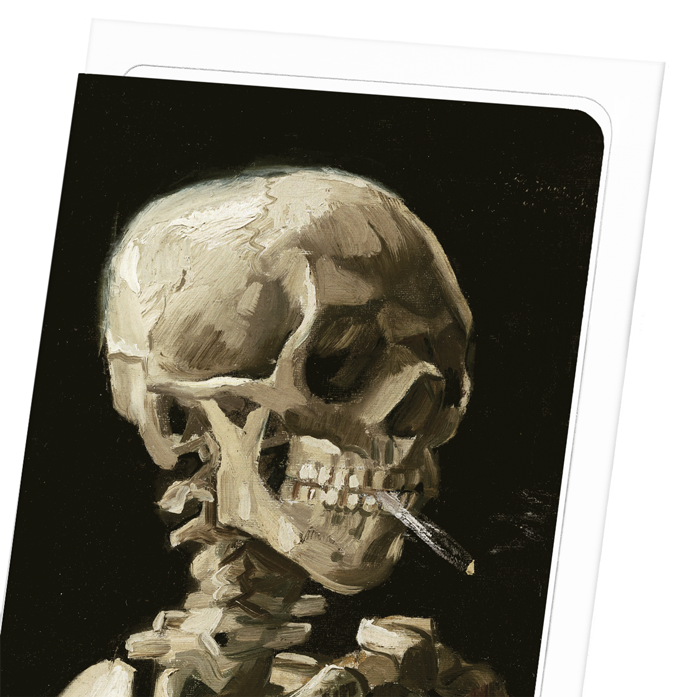 A SKELETON WITH A CIGARETTE BY VAN GOGH: Painting Greeting Card