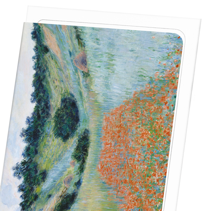 POPPY FIELD IN A HALLOW BY MONET: Painting Greeting Card