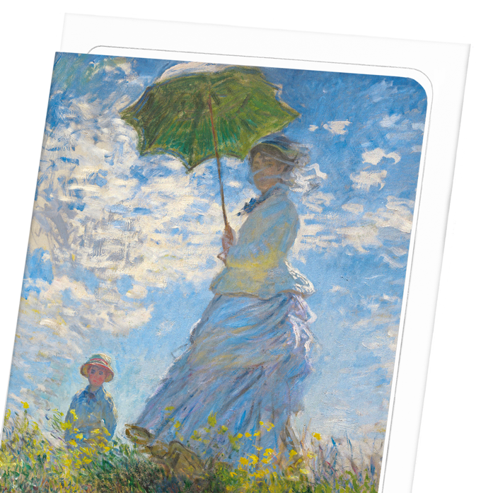 LADY WITH A PARASOL BY MONET: Painting Greeting Card