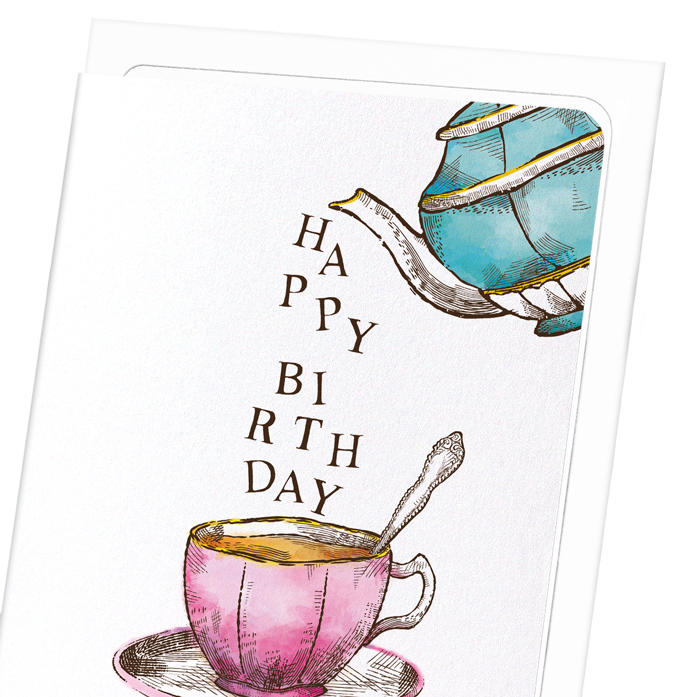 POURING BIRTHDAY TEA: Victorian Greeting Card