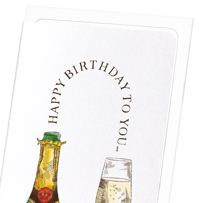 HAPPY BIRTHDAY CHAMPAGNE: Victorian Greeting Card