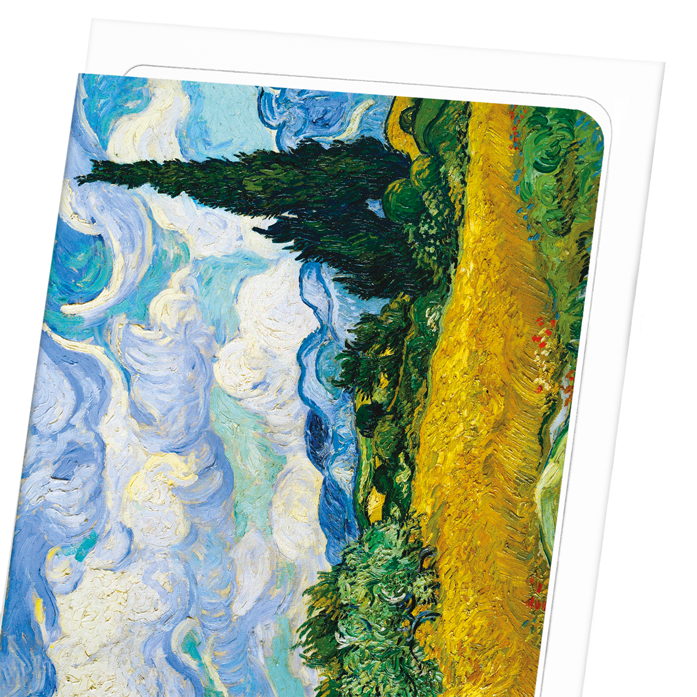 WHEAT FIELD WITH CYPRESSES (1889): Painting Greeting Card