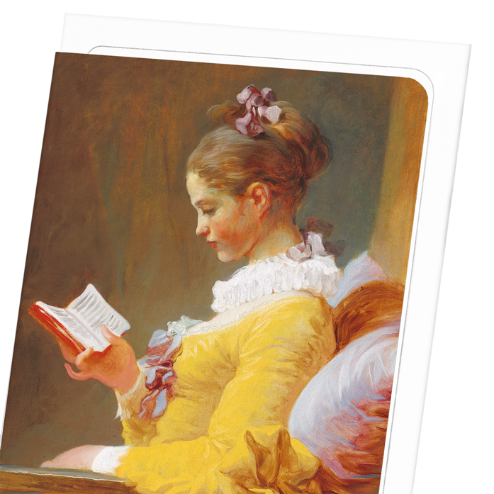 YOUNG GIRL READING C.1769: Painting Greeting Card