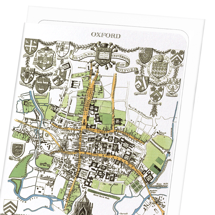 CITY OF OXFORD (1837): Antique Map Greeting Card