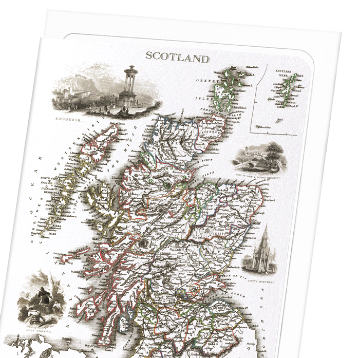 SCOTLAND (1851): Antique Map Greeting Card