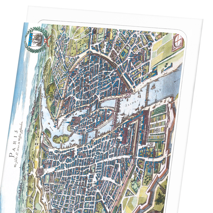 PARIS IN 17TH CENTURY: Antique Map Greeting Card
