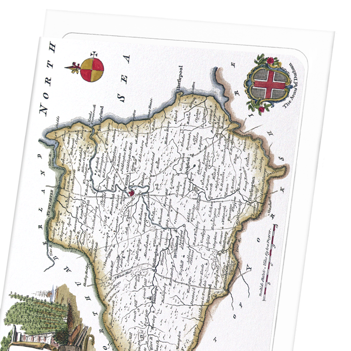 DURHAM (1786): Antique Map Greeting Card
