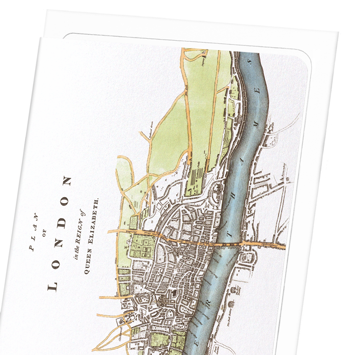 LONDON MAP (C.1580): Antique Map Greeting Card