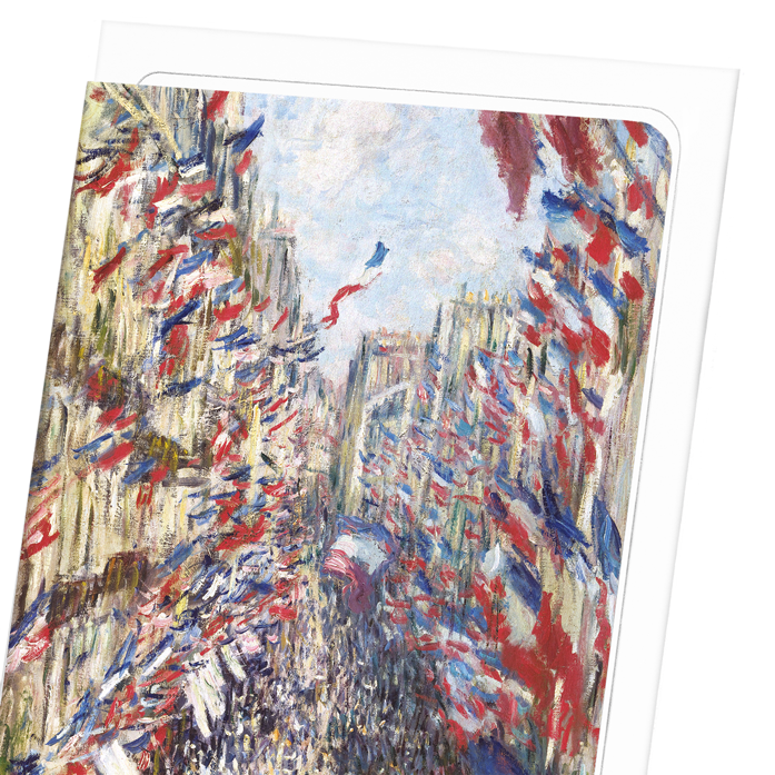 LA RUE MONTORGUEIL IN PARIS BY MONET: Painting Greeting Card