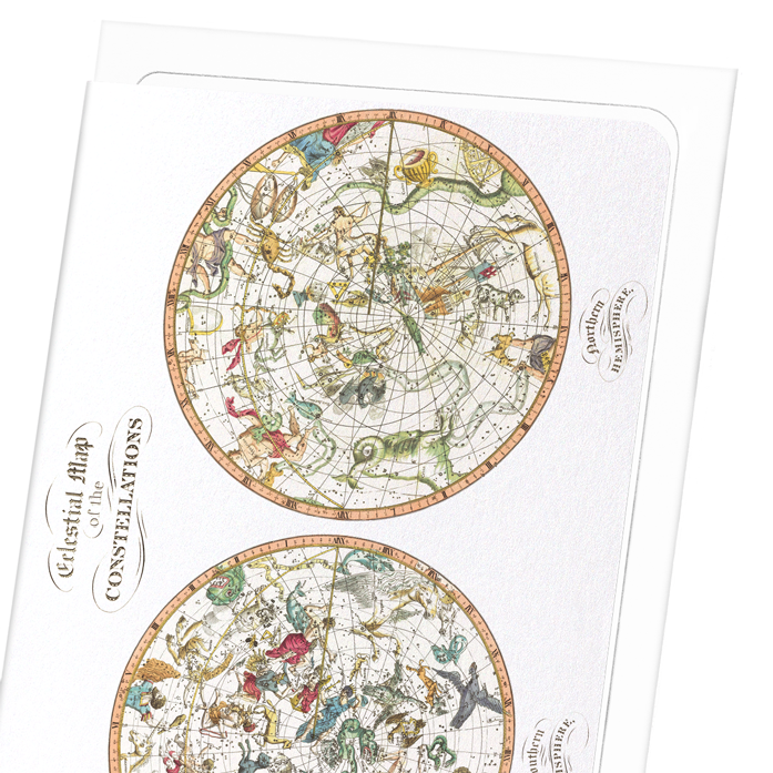 CELESTIAL MAP (1820): Antique Map Greeting Card