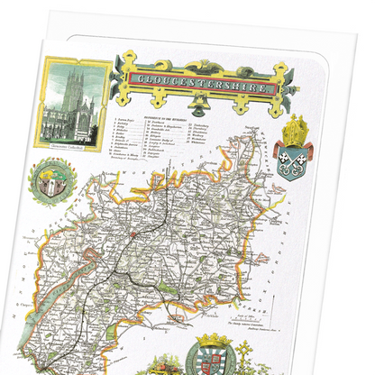 GLOUCESTERSHIRE (C.1840): Antique Map Greeting Card