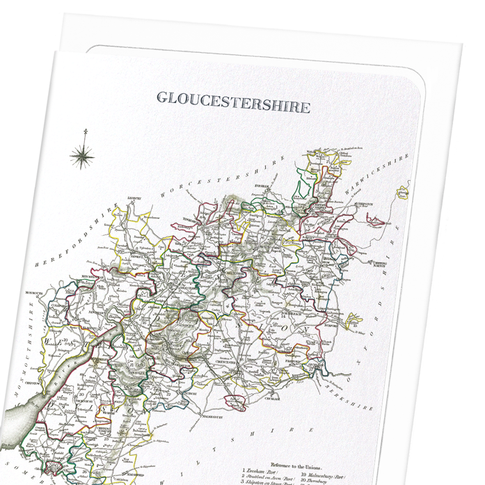 COUNTY OF GLOUCESTERSHIRE (C.1840): Antique Map Greeting Card