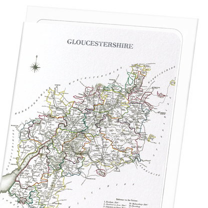 COUNTY OF GLOUCESTERSHIRE (C.1840): Antique Map Greeting Card
