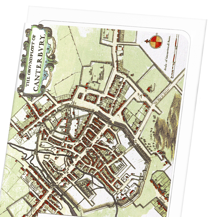 CANTERBURY (C.1670): Antique Map Greeting Card
