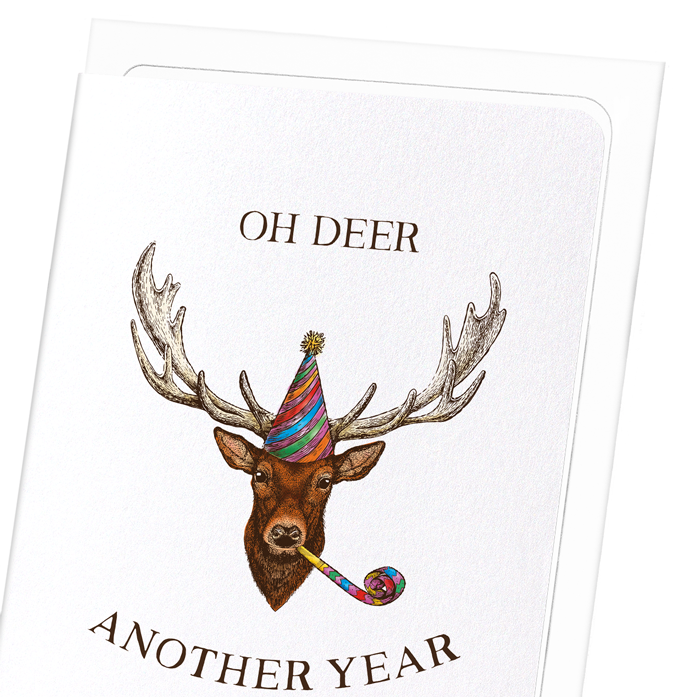 OH DEER ANOTHER YEAR : Victorian Greeting Card