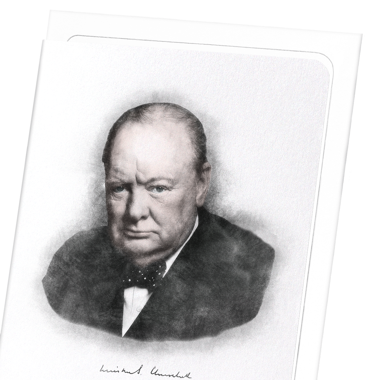PORTRAIT OF CHURCHILL: Charcoal Greeting Card
